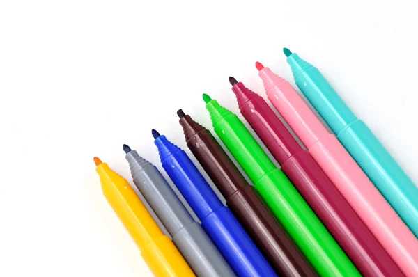 Bolígrafos Color Aislados Fondo Blanco — Foto de Stock