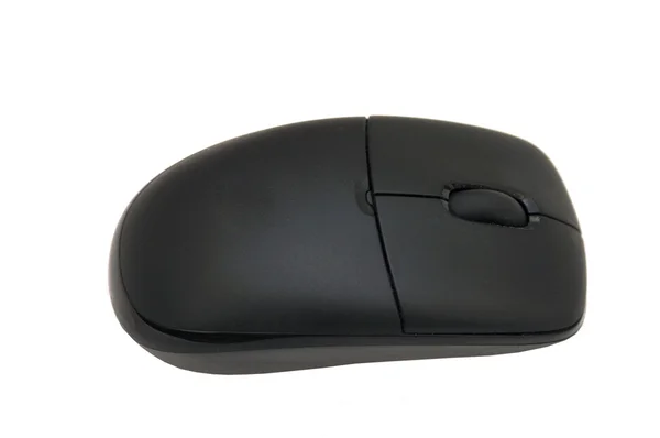 白で隔離される黒いワイヤレス マウス — ストック写真