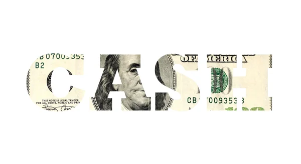 Woord Cash Geïsoleerd Witte Achtergrond — Stockfoto