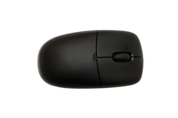 白で隔離される黒いワイヤレス マウス — ストック写真