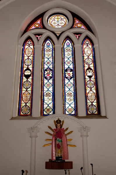 Krásně Zdobené Sklo Okna Místním Kostele — Stock fotografie