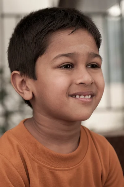 Handsome Indian Kid Smirking Front Camera — Stock Photo, Image