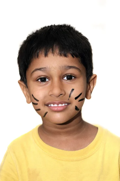 Красивий Індійська Дитина Щаслива Вусами Обличчя — стокове фото