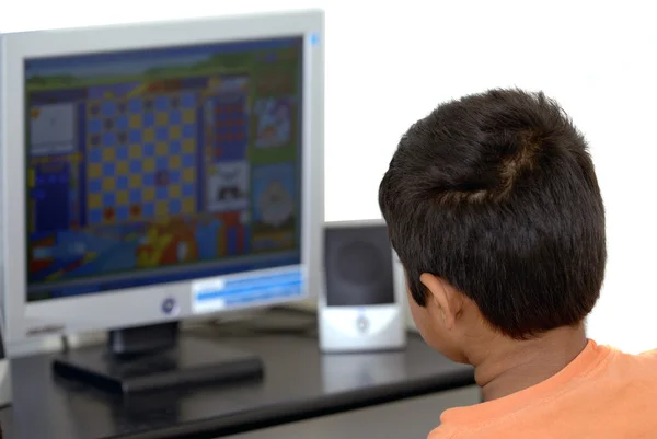 Kind Krijgen Verslaafd Aan Computerspelletjes Gemakkelijk — Stockfoto