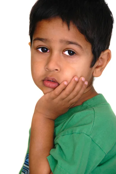 Handsome Indian Kid Looking Very Sad — Stock Photo, Image
