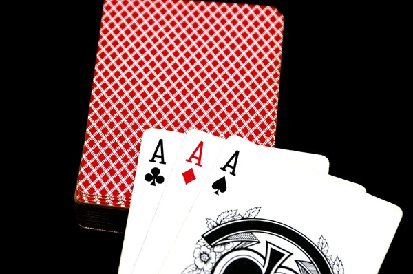 Three Aces Signifying Winning Cards Poker — Stock Photo, Image