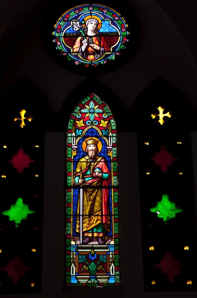 Aufwändige Glasmalerei Einer Kirche Pondicherry Indien — Stockfoto