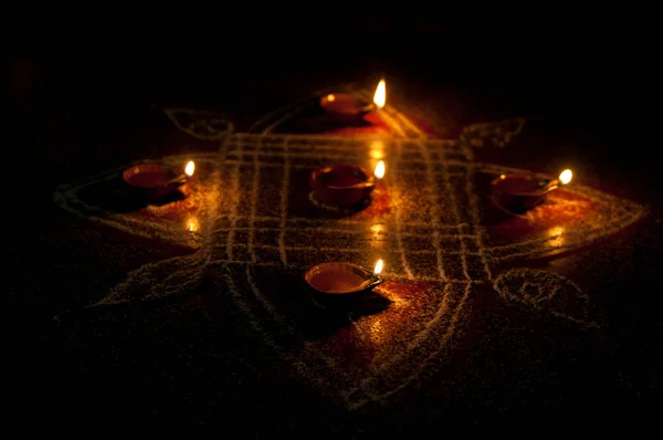 Zapalił Lampę Błoto Pomyślny Okazji Diwali — Zdjęcie stockowe