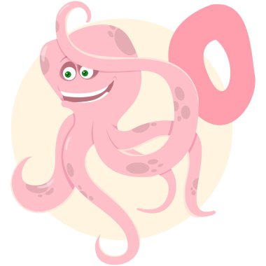 The English alphabet. Octopus clipart