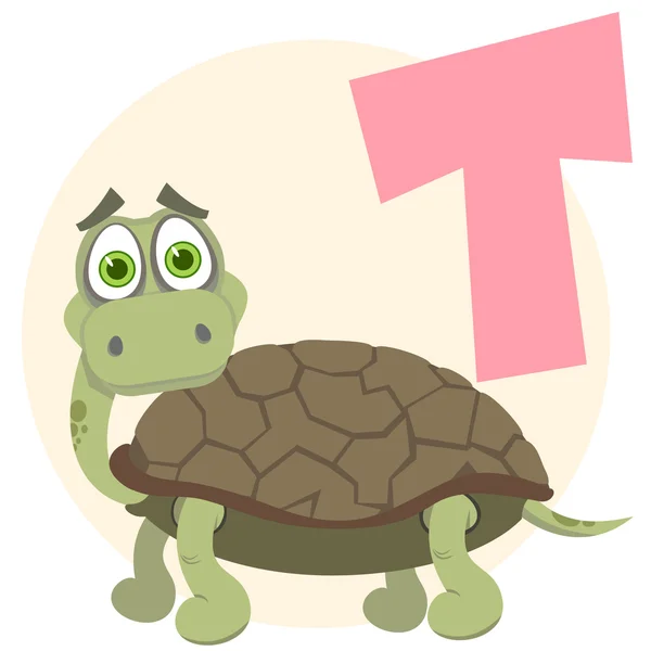 Das englische Alphabet. Schildkröte — Stockvektor