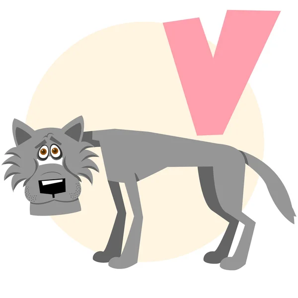 El alfabeto inglés. Lobo — Vector de stock