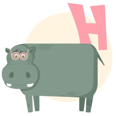 The English alphabet. Hippopotamus clipart