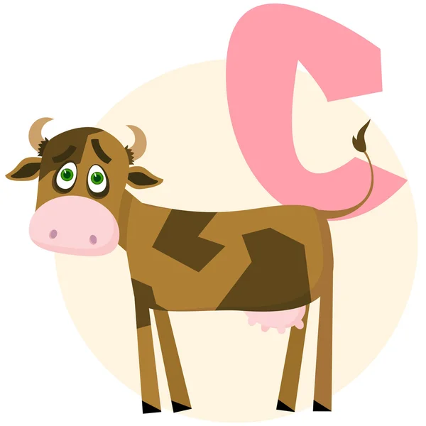 Das englische Alphabet. Kuh — Stockvektor