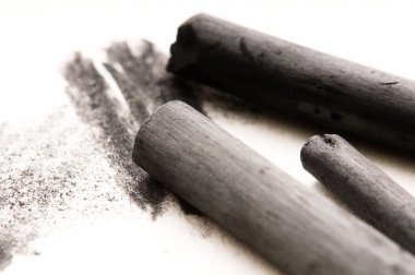 Artist's black charcoal with smudge clipart