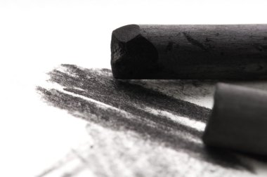 Artist's black charcoal with smudge clipart