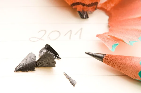 Neues Jahr und scharfer Bleistift — Stockfoto
