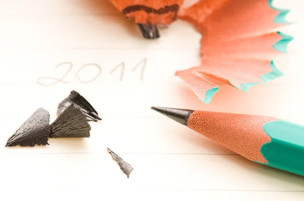 新しい年と先のとがった鉛筆 — ストック写真