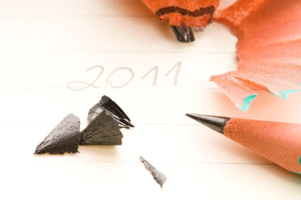 Új év, és éles ceruzával — Stock Fotó