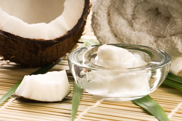Kokos a kokosový olej — Stock fotografie
