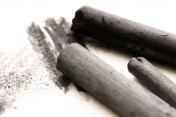 stock image Artist's black charcoal with smudge