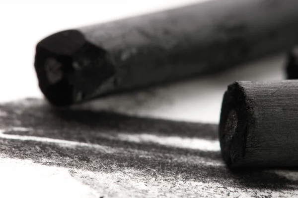 Carbón Negro Del Artista Con Mancha —  Fotos de Stock