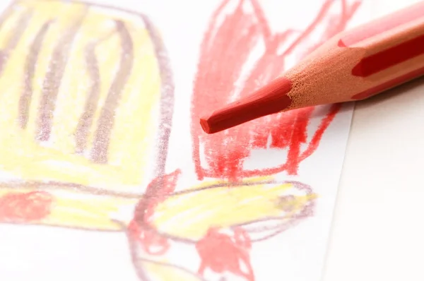 铅笔和绘图的儿童。动物 — 图库照片