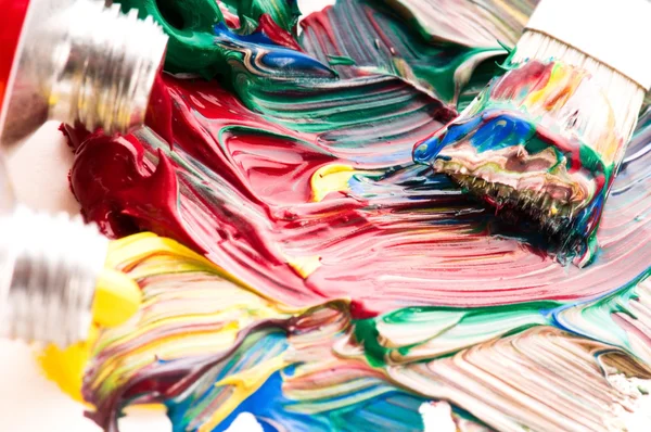 Palet boya karıştırma fırçası — Stok fotoğraf