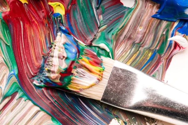 Brush Mixing Paint Palette — Stock Photo, Image