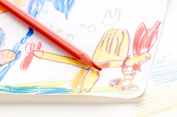 Pencil Child Drawing Animals — Stock Photo, Image
