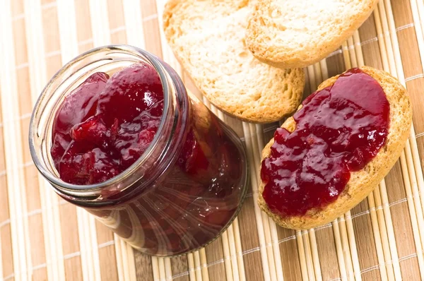 Stock image Breakfast of cherry jam on toast