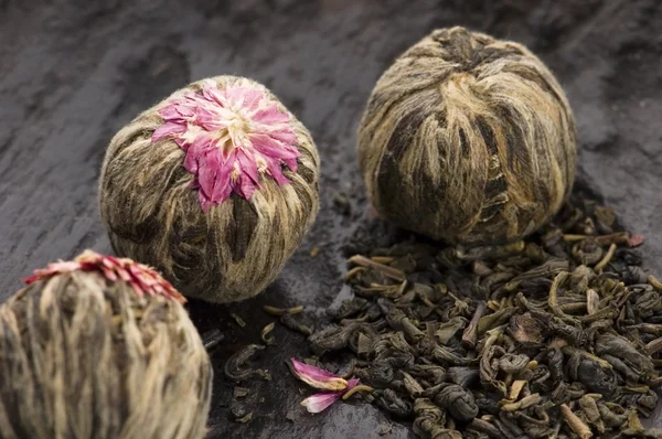 stock image Green chinese tea balls