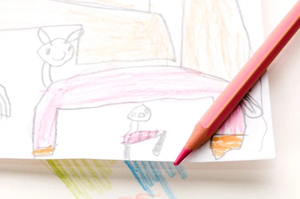Penna och barn rita — Stockfoto