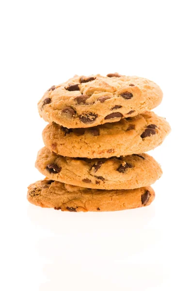 Chocolate Chip Cookies Isolated White — Stock Photo, Image