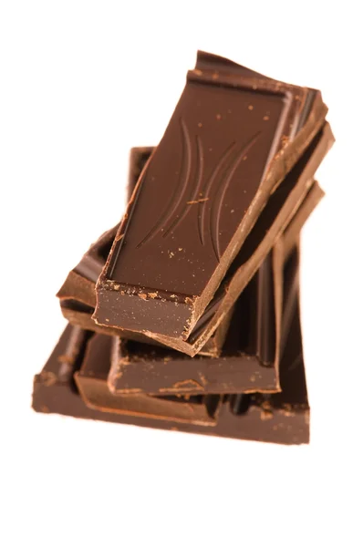 Gehakte Chocolade Geïsoleerd Witte Achtergrond — Stockfoto