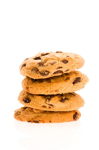 Chocolate Chip Cookies isoliert auf der weißen — Stockfoto