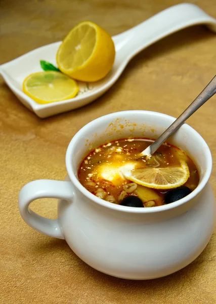 Soup Solyanka — Stock Photo, Image