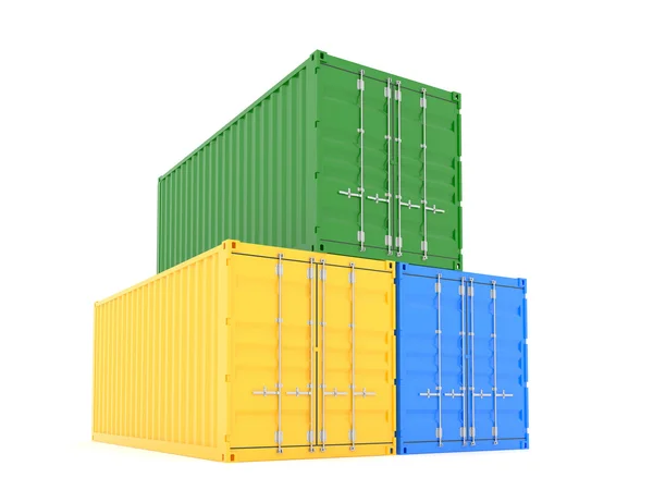 Три грузовой контейнер — стоковое фото
