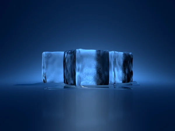 Кубики льоду з синім фоном — стокове фото