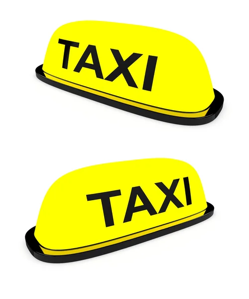 Rendu Taxi Cab Signe Dans Différents Angles Sur Fond Blanc — Photo