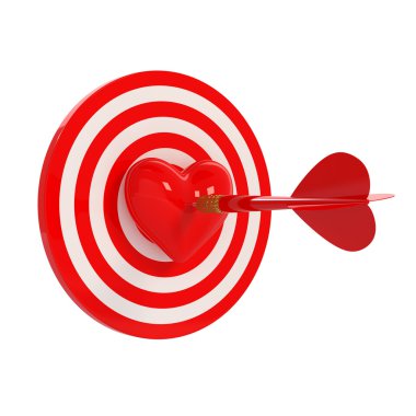 3d render of a target with the heart and an arrow in the center clipart