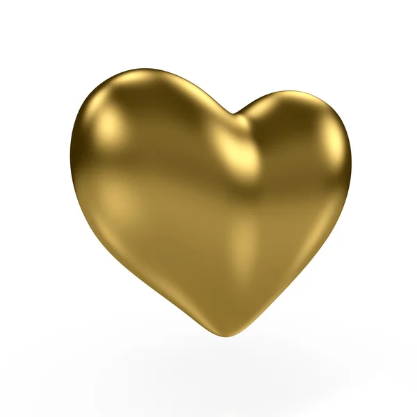 Beyaz Zemin Üzerine Altın Kalp Render — Stok fotoğraf