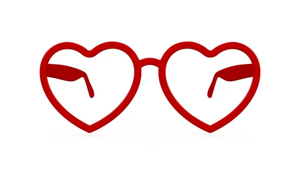 Render Plastic Heart Glasses Whit Background — Stock Photo, Image
