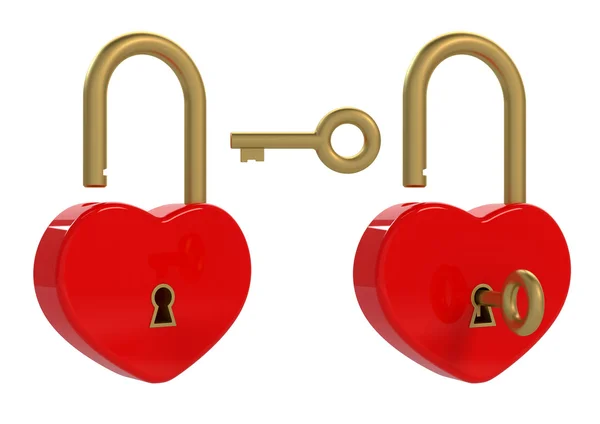 Cadeado e chave do coração — Fotografia de Stock