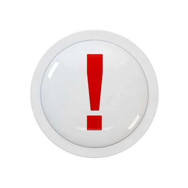 Render Red Button Exclamation Point — Stock Photo, Image