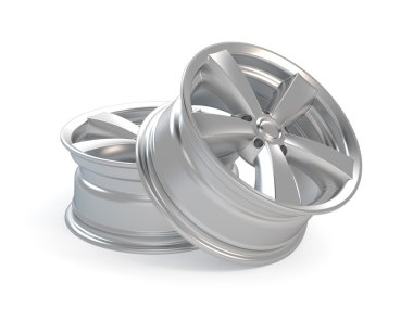 3d render car alloy wheel, isolated over white background clipart