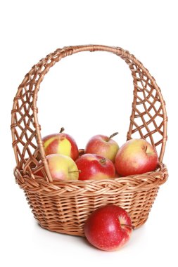 Wattled basket with delicious red apples clipart