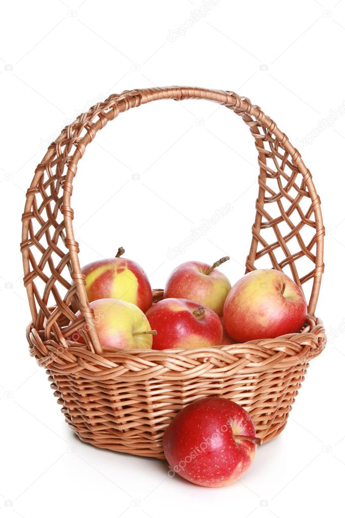 Wattled basket with delicious red apples