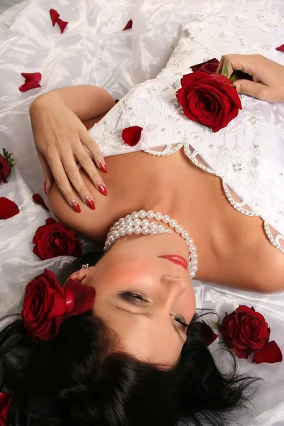 With red roses — Stock Photo, Image