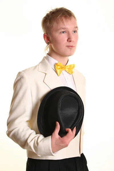 Yakışıklı Genç Bir Adam Üzerinde Beyaz — Stok fotoğraf