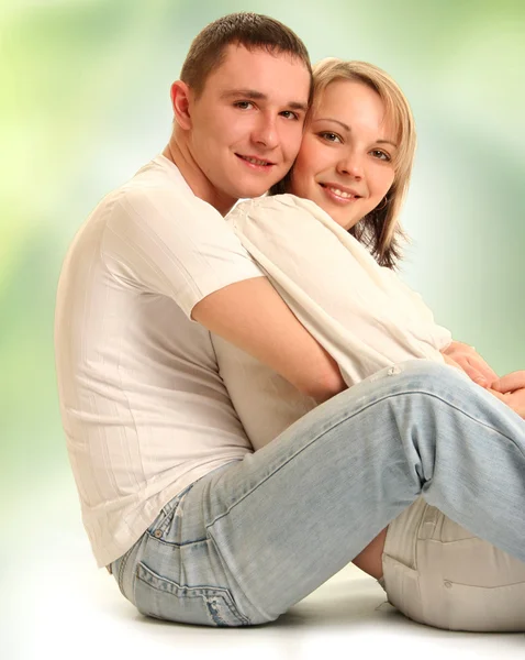 Schönes Junges Paar Auf Weiß — Stockfoto